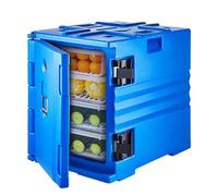 Boîte isotherme pour restauration Conteneur isotherme de 90 L Conteneur de livraison de repas empilable Avec poignées et boucles Pour buffet, restaurant, cantine, bleu