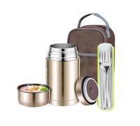 Boîte Isotherme Repas Chaud 1200ml, Thermo Alimentaire Inoxydable Sous Vide | Lunch Box Étanche avec Sac Isotherme et Couverts, Pot Mijoteur Sans pour Soupe et Pâtes, Idéal Bureau, École, Voyages