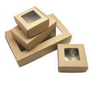 Boite Kraft Boîte d'emballage Kraft carrée multi-tailles, 50 pièces, fournitures for cadeaux de mariage, savon fait à la main, chocolat, bonbons, boîte-cadeau(Brown-Window,12x10x3.5cm)