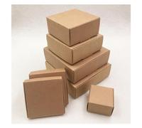 Boite Kraft Boîte d'emballage Kraft carrée multi-tailles, 50 pièces, fournitures for cadeaux de mariage, savon fait à la main, chocolat, bonbons, boîte-cadeau(Brown,12x12x3cm)