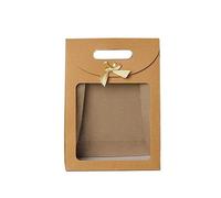 Boite Kraft Sacs de Distribution cadeaux mariage, boîtes en carton, sac cadeau Kraft avec fenêtre, for les entreprises, 5 pièces(S1 5pcs,M 20x14x7cm)