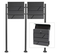 Boite lettres Kit Mural V14 Anthracite revêtue poudre Double Courrier Mailbox