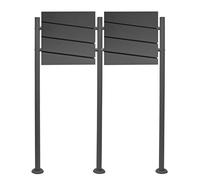 Wiltec Kit 2x Boîte aux lettres V16 et Porte-journaux avec Pied de support double, Verrouillable, Gris anthracite, Acier galvanisé,