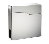 Wiltec Boîte aux Lettres Murale ou sur Pied Design & Porte-journaux V19, Verrouillable, Acier Inoxydable, 370 x 102 x 370 mm, Fente et clapet
