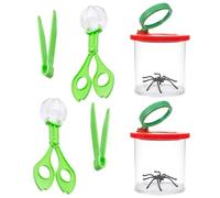 Boîte loupe à Insecte,Kit de Capture d'Insectes,2 Boîte Loupe Enfant,2 Attrape Insectes Ciseaux, 2 Pince à épiler en Plastique,Insecte Visionneuse,pour Enfants Exploration