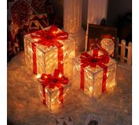 Boîte Lumineuse Christow - Set de 3 Boîtes Cadeaux Éclairées de Noël | Lumières de Paquets Décoratives Intérieures pour Arbre de Noël, Boîtes Cadeaux Illuminées pour Décoration de Sapin