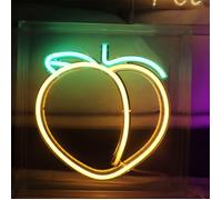 Boîte Lumineuse Led En Forme De Pêche - Jolie Veilleuse Décorative Usb - Cadeau Pour Bureau, Maison, Bar, Fête, Événements De Vacances (Vert Et Jaune)