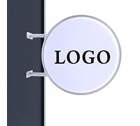 Boîte lumineuse LED ronde double face - Plaque de nez - Panneau lumineux - 50 cm - Publicité extérieure - Enseigne lumineuse pour bar, vitrine, affaires, bureau, magasin