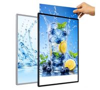Boîte lumineuse LED ultra mince, cadre d'affichage publicitaire mural, tableaux d'affichage et panneaux, porte-affiche illuminé et panneau de menu rétroéclairé, pour restaurants, bars, m black 30*120