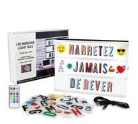 Boite Lumineuse Message LED,Boîte à lumière 16 couleurs avec 119 Lettres et Emojis, LED Light Box Set, Format A4, avec télécommande