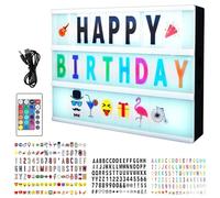 Boite Lumineuse Message LED: Light Box Avec 294 Lettres Emojis, Boîte Lumineuse A4 Avec Télécommande, Boîtes Lumineuses LED Pour Mariage, Boites Lumineuses Message, Anniversaire, Fête
