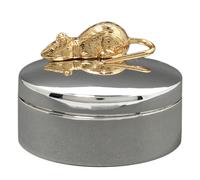 Boîte Ma Première Dent avec souris couchée (métal argenté)