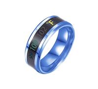 Boîte Menottes Bagues Anneau en acier couleur d'affichage température en acier titane anneau de température corporelle température anneaux de changement intelligents Rouleau Piercings (Blue, 10)