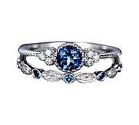 Boîte Menottes Bagues Bijoux de couple 1 paire de bagues Taille 8 Baguier Bijoux Bagues (Blue, One Size)