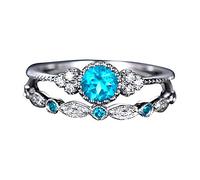 Boîte Menottes Bagues Bijoux de couple 1 paire de bagues Taille 8 Baguier Bijoux Bagues (Sky Blue, One Size)