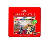Faber-Castell Boîte métal Classic 115845 24 crayons de couleur hexagonaux