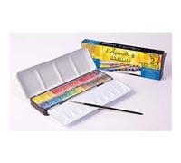 Sennelier Boîte métallique Aquarelle au Miel Travel Box 24 demi-godets avec pinceau