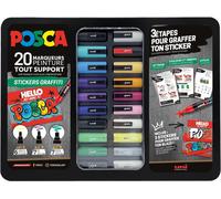 Boîte Métal De 20 Marqueurs Posca Stickers Graffiti 1mc/3m/5m, Coloris Assortis[Z3266]