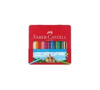 Faber-Castell 115824 - Boîte en métal de 24 crayons de couleur hexagonaux