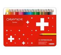 Boîte métal de 30 crayons de couleurs permanents Swisscolor - Caran d'Ache G