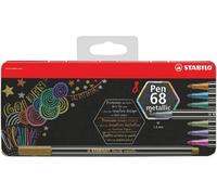 Boîte métal de 8 feutres métallisées Pen 68 avec pointe moyenne