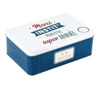 Boîte métal « Merci instit' pour cette super année » - Cadeau de fin d'année scolaire pour maîtresse, maître ou enseignant - Boîte cadeau réutilisable 20 x 13,5 x 7 cm