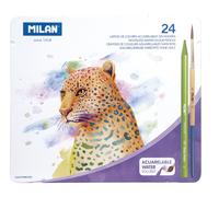 Boîte Métallique 24 Crayons De Couleur Aquarellable Sans Bois Todocolor + Pinceau