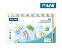 MILAN Boîte métallique 36 crayons de couleurs aquarellables hexagonaux Ø 3,5 mm avec pinceau