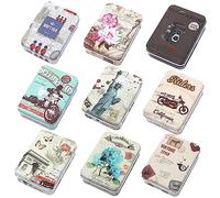 Boîte Métallique avec Couvercle Petite Boite Metal Mini Boîte de Rangement en Métal 9 pièces fer Blanc Boîte de Rangement pour le Stockage Petits Objets des Bonbons, Cotillons