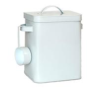 Boîte métallique Relaxdays, 6,5 L de Rangement avec doseur, pour Aliments et denrées, hermétique, Blanche