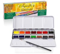 Boîte métallique - Sennelier - 14 godets + 1 pinceau - Aquarelle extra-fine - Miel - Fabrication française