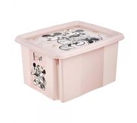 keeeper Minnie Maus Boîte de Rangement avec Couvercle, Pivotante et Empilable, Pour Enfants, 24 L, Karolina, Nordic Pink