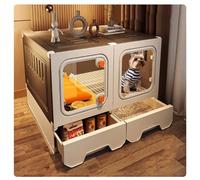 Boîte moderne pour chien - 72 cm - Pour un usage domestique - Avec tiroir - Convient pour chenil intérieur avec espace de toilette séparé, conçu pour les petites races de chiens (S : 72 × 47 × 52 cm)