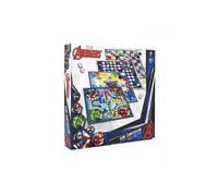 Boite Multi Jeux Avengers Marvel 4 en 1 : Petits chevaux, Dames, Marelle, Echelle - Jeux societe Traditionnels -