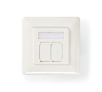 Boîte Murale réseau - dans Le Mur - 2-Port Port(s) - CAT6a - Droit - Femelle - Plaqué Or - PVC - Blanc - Sac en Plastique