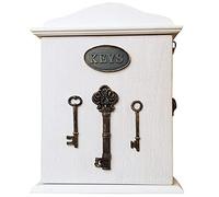 Boîte murale rustique américaine pour clés - En forme de maison - Décoration d'intérieur à suspendre pour entrée, couleur blanche.