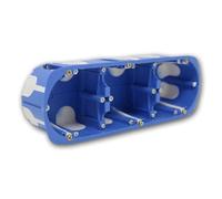 Boîte murale triple cavité coupe-vent 200 mm bleue - Ø 67 mm, Profondeur 50 mm - avec membrane en caoutchouc et 10 passe-câbles M16 à M25 - Boîtier d'encastrement pour plaques de plâtre et ossature bo