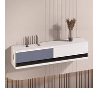 Boîte murale WiFi pour cachette et routeur, support décoratif pour console multimédia, support de projecteur et nizer de câble avec porte en S (blanc, 120 cm, aucun assemblage nécessaire)