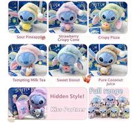 Boîte mystère Disney Stitch « manger avant dormir», porte-clés en vinyle Kawaii, poupée en peluche mignonne, cadeau Surprise de noël 2 pièces aléatoires