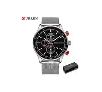 (boîte noire argentée) Montres Curren Top Hommes Marque de luxe Casual Montres de sport en acier inoxydable