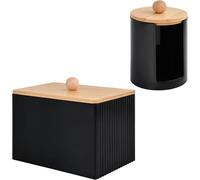 Boîte noire en bambou et plastique pour cotons-tiges Vendos85