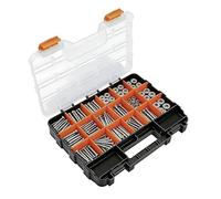 Boîte Organiseur Outils, Double Face 34 Compartiments Rangement Quincaillerie, Séparateurs Plastique Amovibles, Boîtier Polymère Résistant Aux Chocs, Pour Vis Clous Écrous Boulons, 32x27 Cm, Noir/Oran