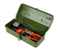 Boite Outils Metal Verte, 37 × 16 × 12 cm, Caisse pour Outils avec Verrouillage à Pression et Poignée Ergonomique, Boîte à Outils Portable pour Atelier, Maison, Usage Quotidien