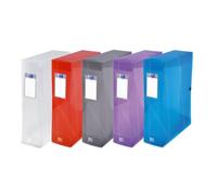 Boîte Oxford grande capacité Hawaï 24x32cm dos 80mm avec bouton pression couverture polypro coloris assortis
