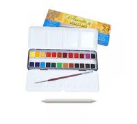 Boîte Peinture Aquarelle Extra-Fine Sennelier 24 Demi-Godets Avec Pinceau Et Estompe