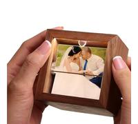 Boîte photo à rabat en bois à manivelle personnalisée, cadre d'animation personnalisé avec lumière, souvenir de mariage pour mariée, marié, couple, famille, fête de fiançailles