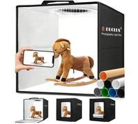 Boîte photo DUCLUS, ensemble studio photo 25x25 cm pour la photographie de produits, mini caisson lumineux pliable avec 96 LED, 6 fonds PVC imperméables pour petits objets [Pourquoi nous ?] Choisissez