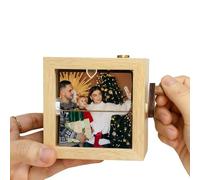 Boîte photo LED en bois personnalisée à rabat, cadre d'animation à manivelle, cadeau de Nouvel An ou d'anniversaire pour la famille, les amis et les partenaires