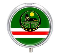 Boîte Pilules Ronde Ronde Aux Couleurs Du Drapeau De La République De Tchétchénie Idéale Pour Le Sac Main Et La Poche Organisateur De Médicaments De Voyage Pour Vitamines Et Compléments Alimentaires