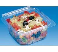 Boîte plastique alimentaire avec couvercle rabattable pour salades avec couvercle 500 grammes Lot de 50